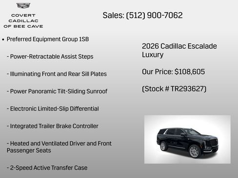 New 2026 Cadillac Escalade Luxury w/ LPO, Floor Liner Package image 6