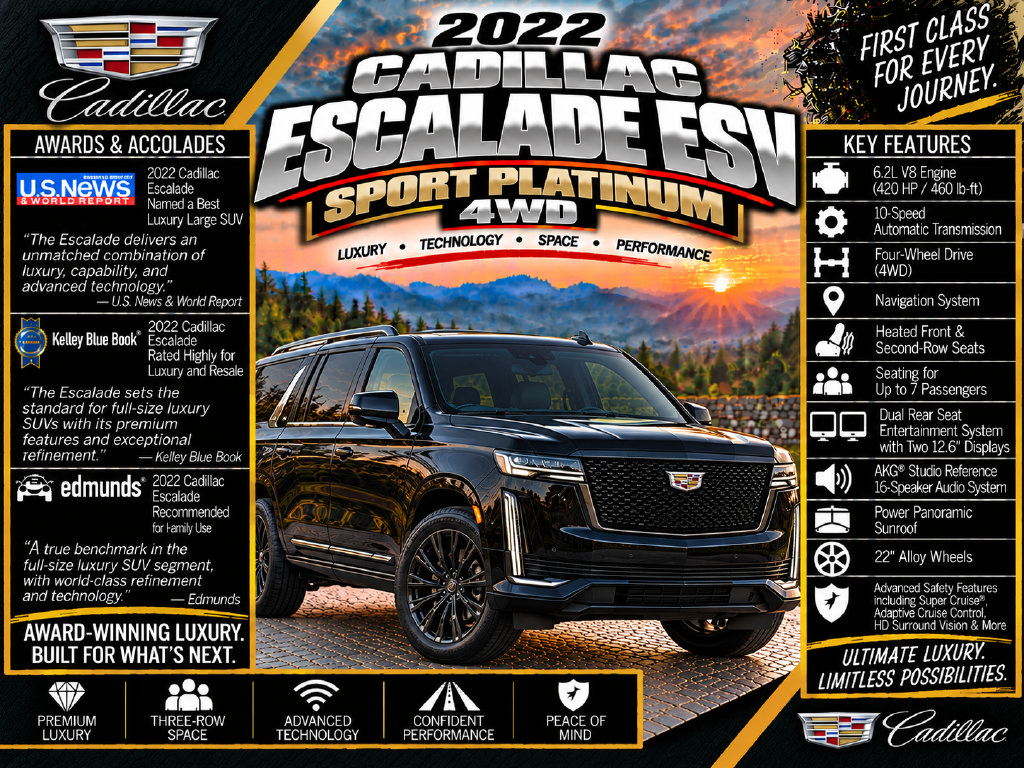Used 2022 Cadillac Escalade ESV Sport Platinum AWD/4WD image 2