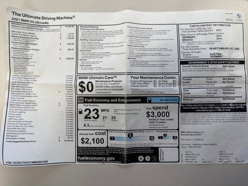 Used 2021 BMW X6 xDrive40i w/ Executive Package 2 image 2