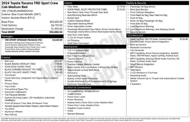 Used 2024 Toyota Tacoma TRD Sport w/ TRD Sport Upgrade Package AWD/4WD image 44