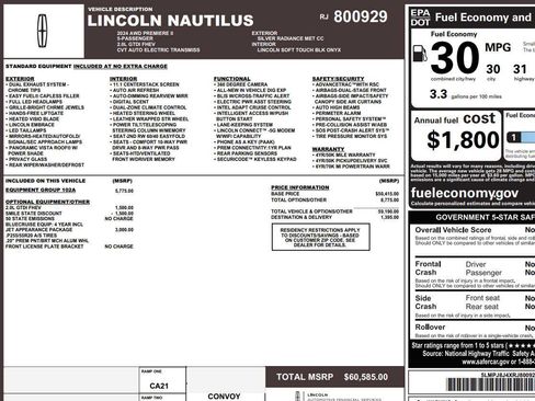 Used 2024 Lincoln Nautilus Premier w/ Equipment Group 102A image 2