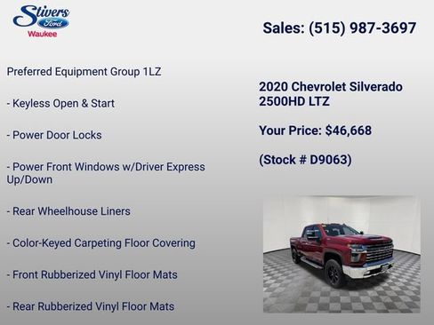 Used 2020 Chevrolet Silverado 2500 LTZ w/ LTZ Plus Package AWD/4WD image 16
