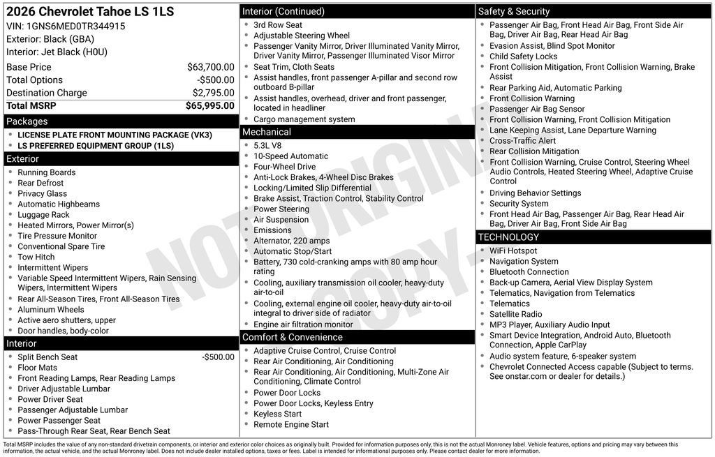 Used 2026 Chevrolet Tahoe LS AWD/4WD image 28