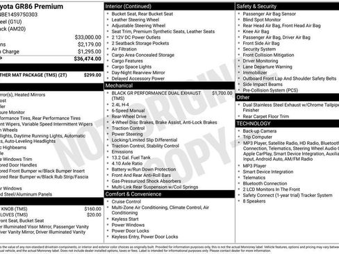 Used 2025 Toyota GR86 Premium w/ ALL Weather Mat Package (TMS) RWD image 8
