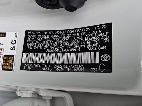 Certified 2021 Toyota Corolla LE w/ Carpet Mat Package (TMS) image 26