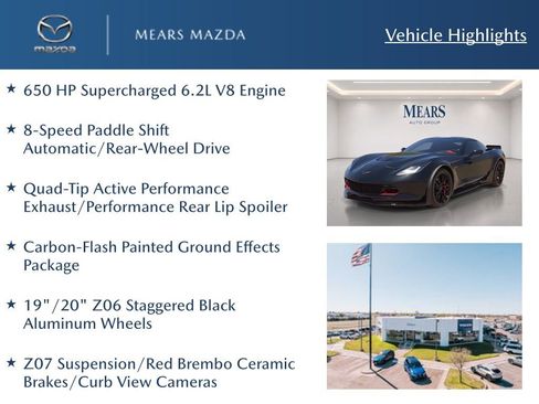 Used 2017 Chevrolet Corvette Z06 w/ Z07 Performance Package RWD image 2