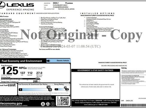 Used 2024 Lexus RZ 300e Premium w/ Technology Package FWD image 2
