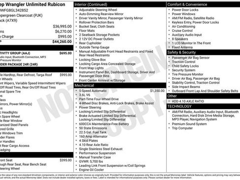 Used 2016 Jeep Wrangler Unlimited Rubicon w/ Connectivity Group AWD/4WD image 6