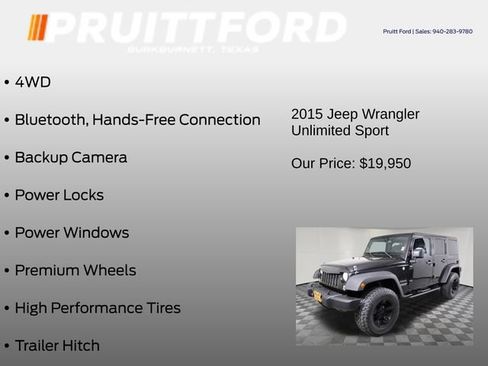 Used 2015 Jeep Wrangler Unlimited Sport w/ Quick Order Package 24S AWD/4WD image 7