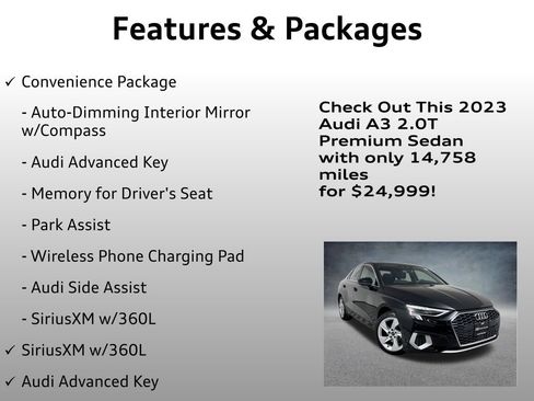 Used 2023 Audi A3 2.0T Premium w/ Convenience Package FWD image 8
