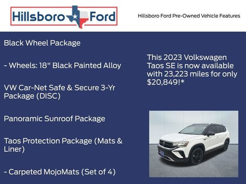 Used 2023 Volkswagen Taos SE w/ Panoramic Sunroof Package image 3