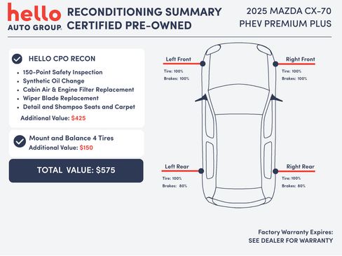Certified 2025 MAZDA CX-70 Plug-In Hybrid w/ Premium Plus AWD/4WD image 3