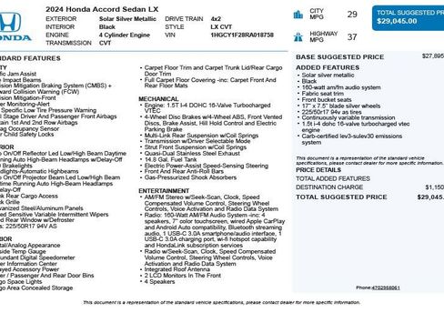 Used 2024 Honda Accord LX image 3