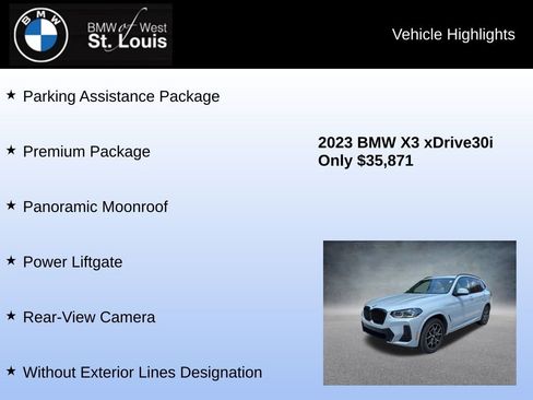Used 2023 BMW X3 xDrive30i w/ M Sport Package AWD/4WD image 16
