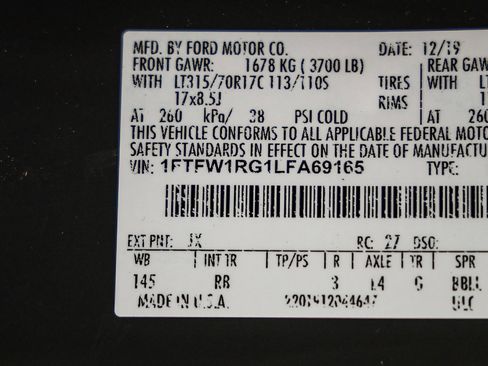 Used 2020 Ford F150 Raptor w/ Equipment Group 802A Luxury image 28