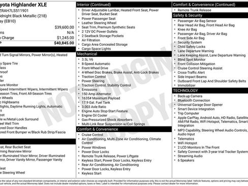 Used 2020 Toyota Highlander XLE FWD image 38