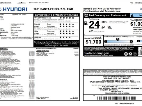 Used 2021 Hyundai Santa Fe SEL w/ Cargo Package image 47