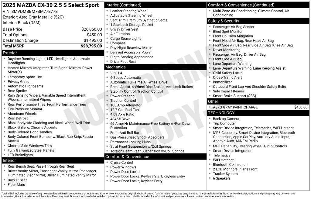 Used 2025 MAZDA CX-30 AWD 2.5 S w/ Select Sport Pkg image 8