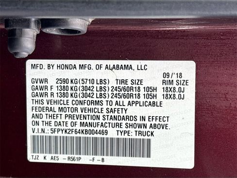 Used 2019 Honda Ridgeline RTL-T image 34