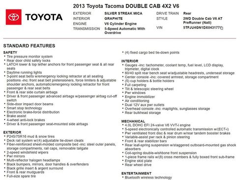 Used 2013 Toyota Tacoma PreRunner w/ Convenience Pkg RWD image 16