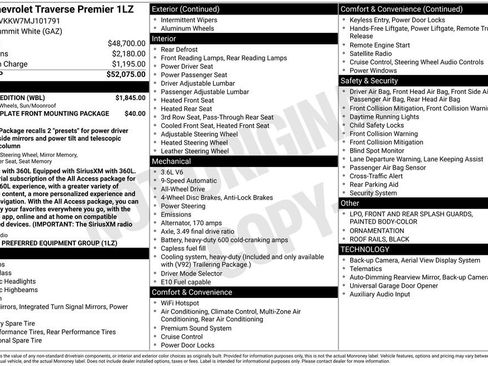 Used 2021 Chevrolet Traverse Premier w/ Redline Edition AWD/4WD image 33