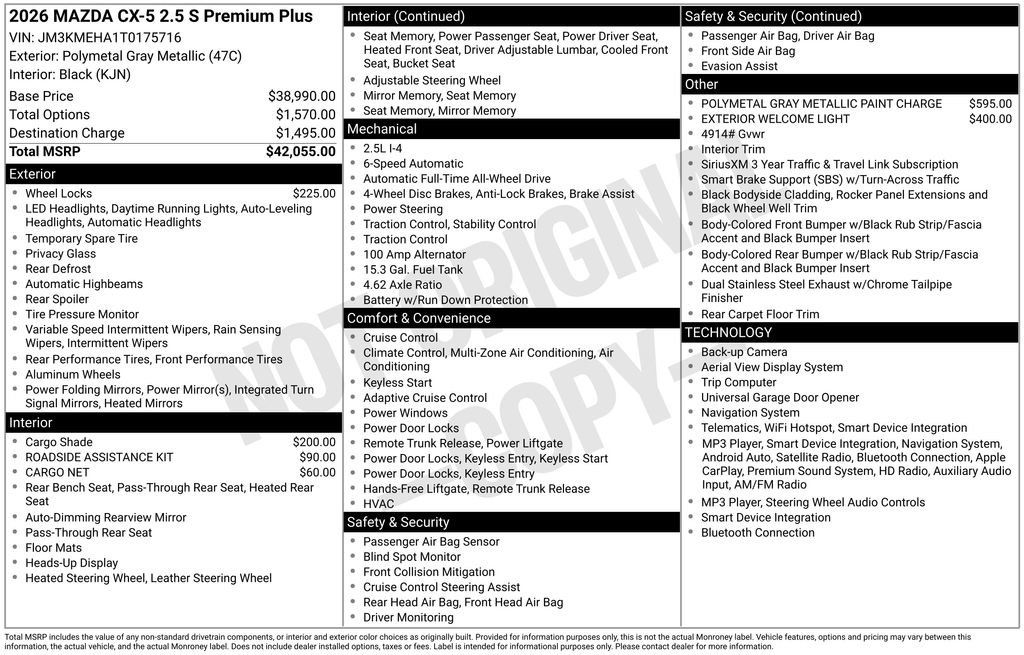 New 2026 MAZDA CX-5 2.5 S w/ Premium Plus Package AWD/4WD image 23