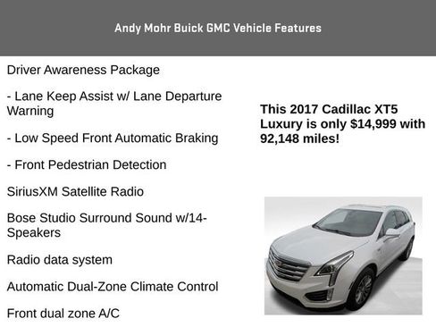 Used 2017 Cadillac XT5 Luxury w/ Driver Awareness Package image 8
