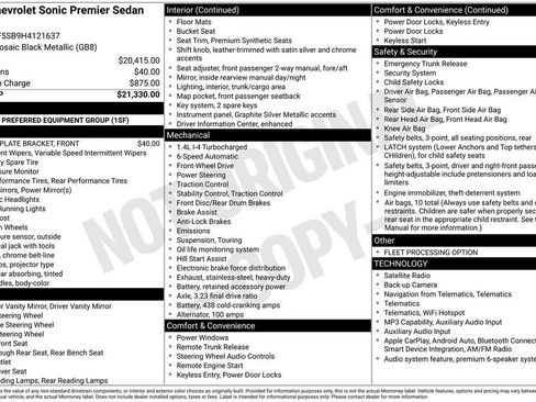 Used 2017 Chevrolet Sonic Premier FWD image 8