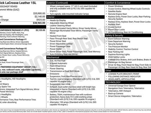 Used 2016 Buick LaCrosse Leather w/ Driver Confidence Package #1 image 13