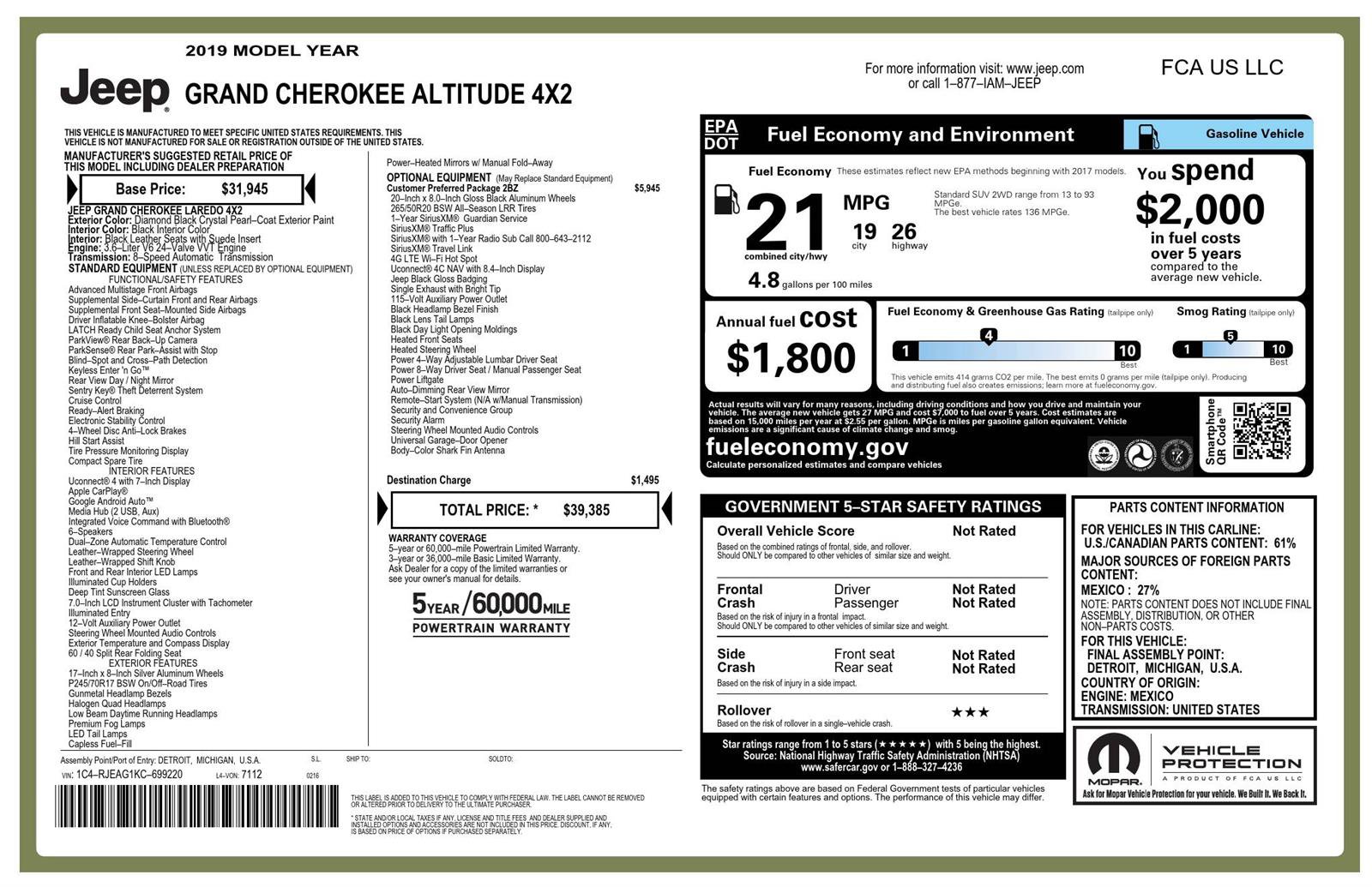 Used 2019 Jeep Grand Cherokee Altitude RWD image 20