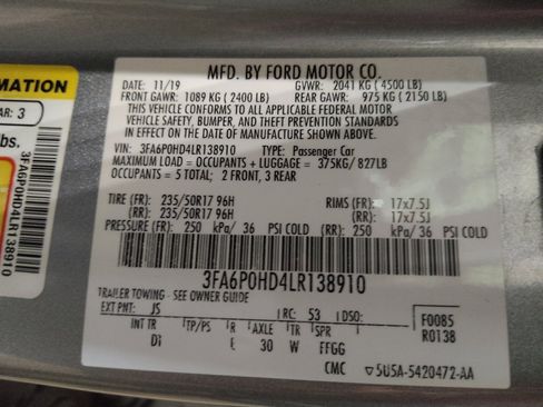 Used 2020 Ford Fusion SE FWD image 33