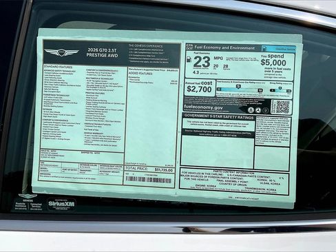 New 2026 Genesis G70 2.5T Prestige image 14