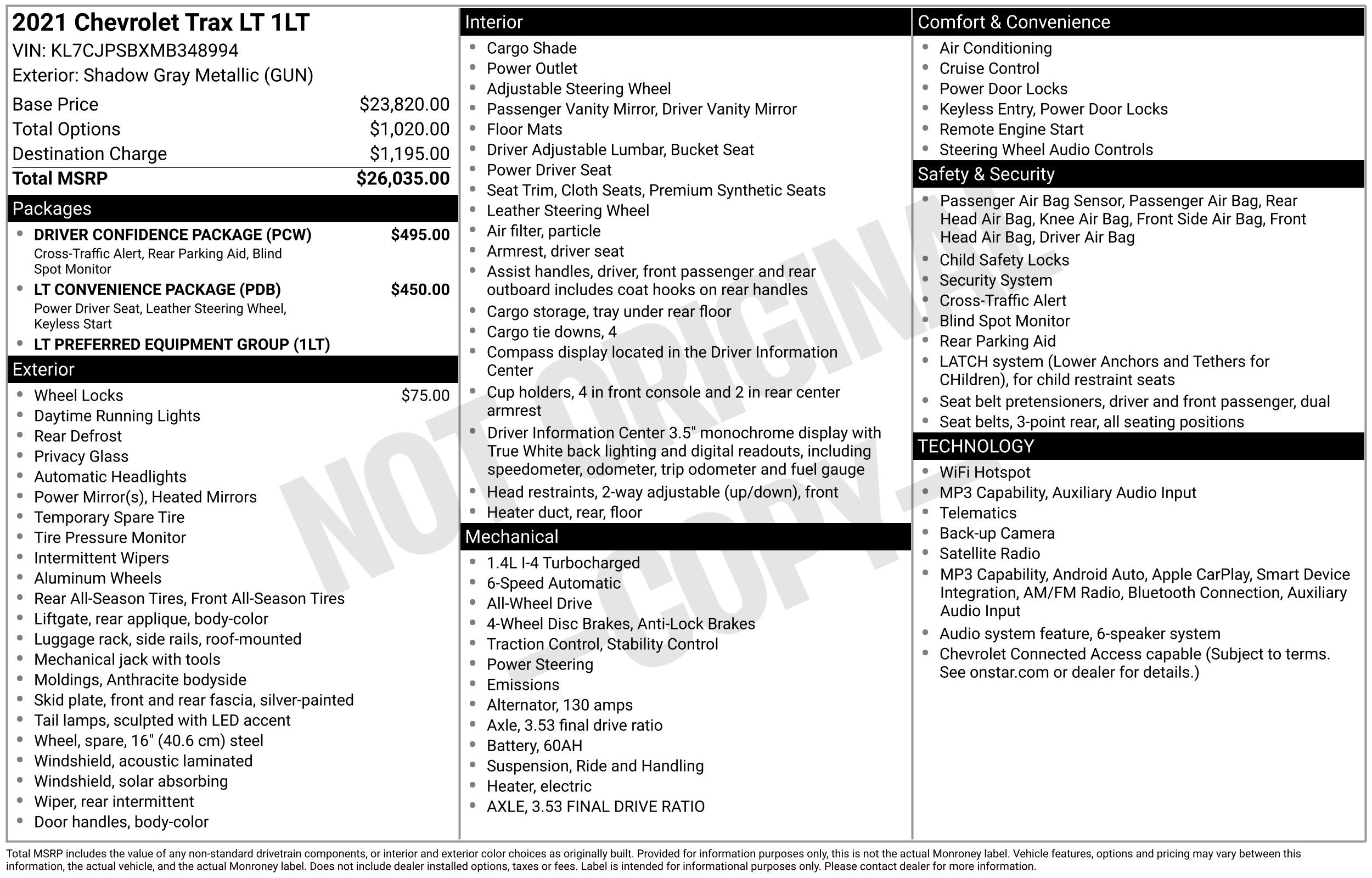 Used 2021 Chevrolet Trax LT w/ Driver Confidence Package AWD/4WD image 16