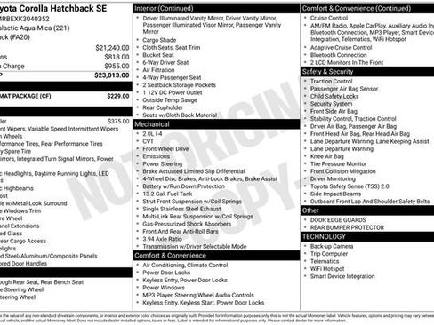 Used 2019 Toyota Corolla SE w/ Carpet Mat Package image 33