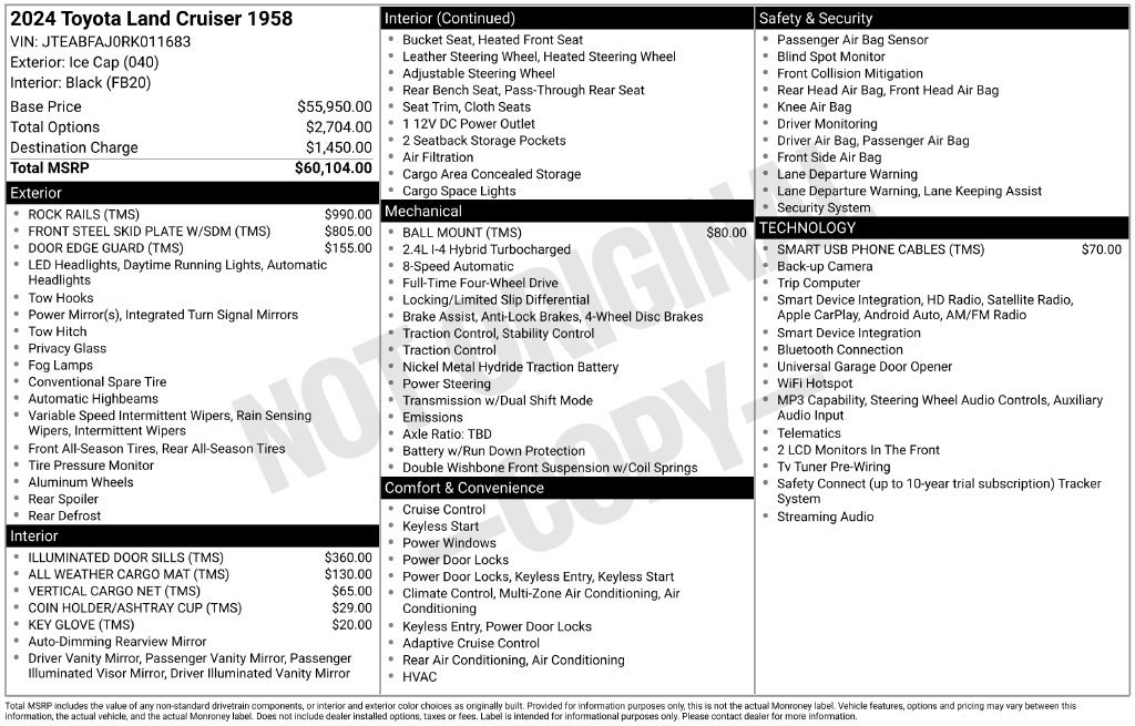 Used 2024 Toyota Land Cruiser 1958 AWD/4WD image 24