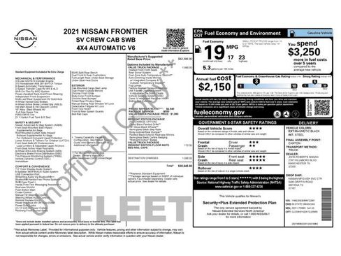 Used 2021 Nissan Frontier SV w/ Midnight Edition Floor Mats AWD/4WD image 4