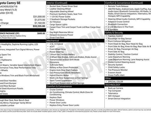 Used 2025 Toyota Camry SE w/ Convenience Package FWD image 8