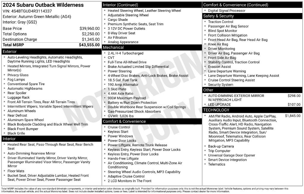 Used 2024 Subaru Outback Wilderness AWD/4WD image 41