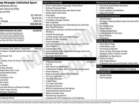 Used 2016 Jeep Wrangler Unlimited Sport w/ Quick Order Package 24S image 35