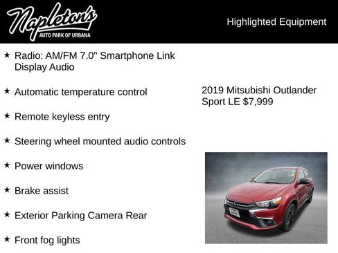 Used 2019 Mitsubishi Outlander Sport LE image 3
