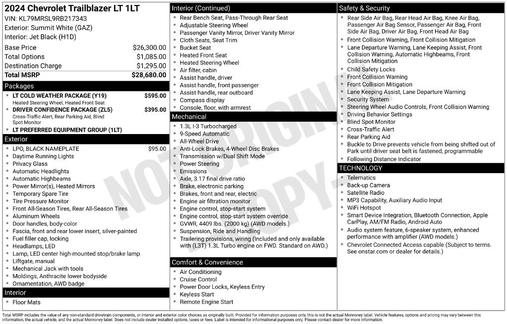 Used 2024 Chevrolet TrailBlazer LT w/ LT Cold Weather Package AWD/4WD image 2