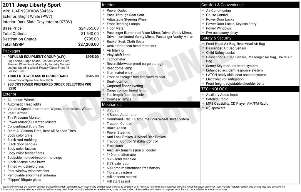 Used 2011 Jeep Liberty Sport w/ Popular Equipment Group AWD/4WD image 35