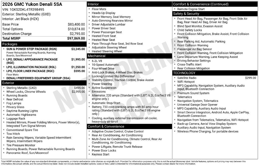New 2026 GMC Yukon Denali w/ Sun & Power Step Package AWD/4WD image 55