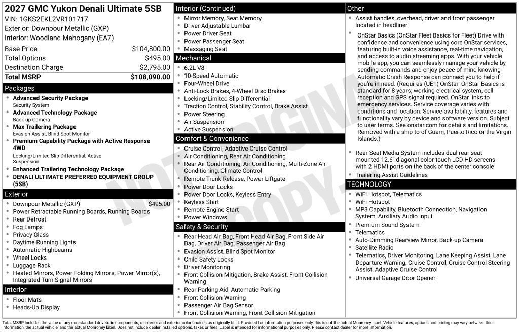 New 2027 GMC Yukon Denali Ultimate AWD/4WD image 26