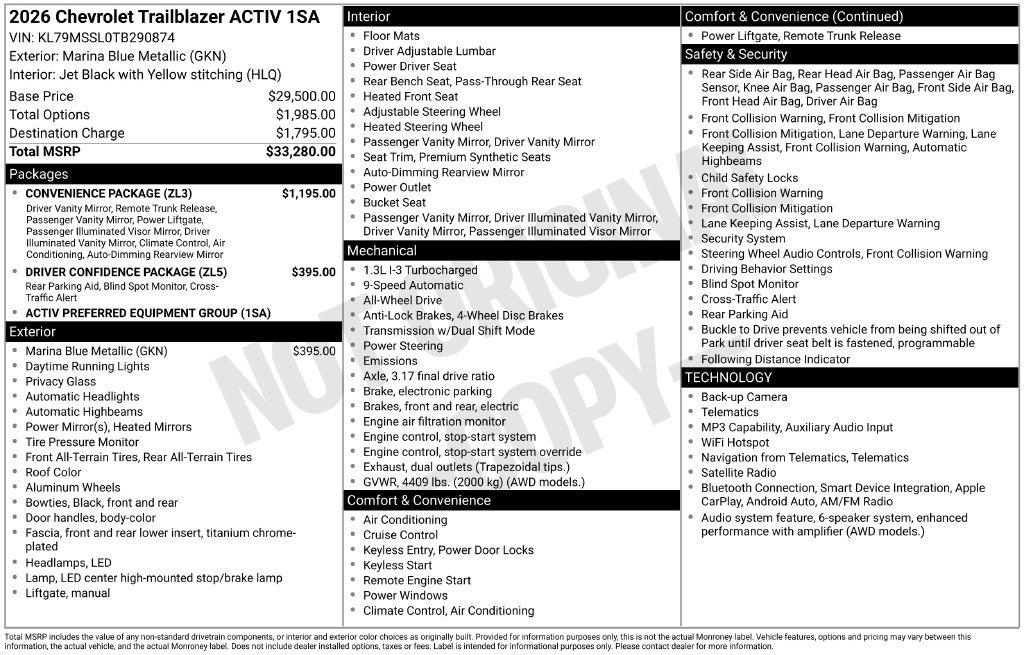 New 2026 Chevrolet TrailBlazer ACTIV w/ Convenience Package AWD/4WD image 22
