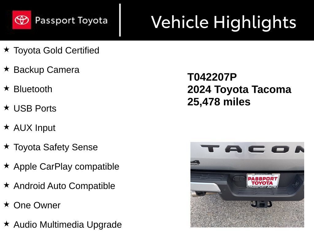Certified 2024 Toyota Tacoma TRD Sport w/ TRD Sport Upgrade Package AWD/4WD image 13