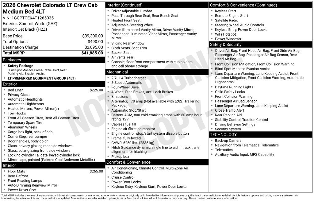 New 2026 Chevrolet Colorado LT AWD/4WD image 2