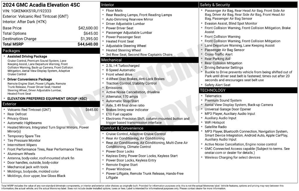 Certified 2024 GMC Acadia Elevation FWD image 50