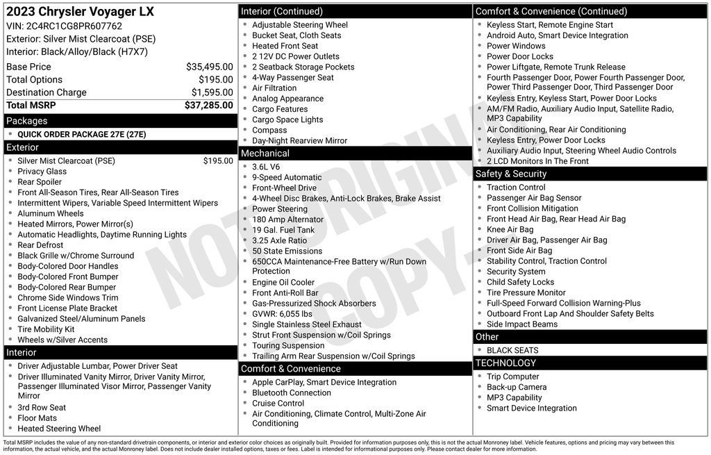 Used 2023 Chrysler Voyager LX FWD image 27