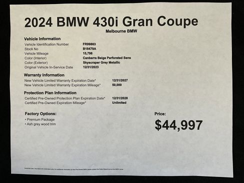 Certified 2024 BMW 430i Gran Coupe w/ Premium Package RWD image 35